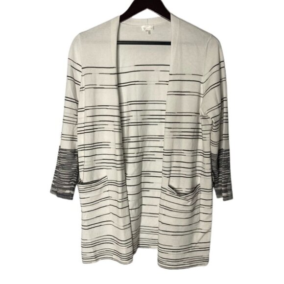 ECRU Size Medium Long Line White Open Front Cardigan Soft 3/4 Length Sleeves - Picture 1 of 7